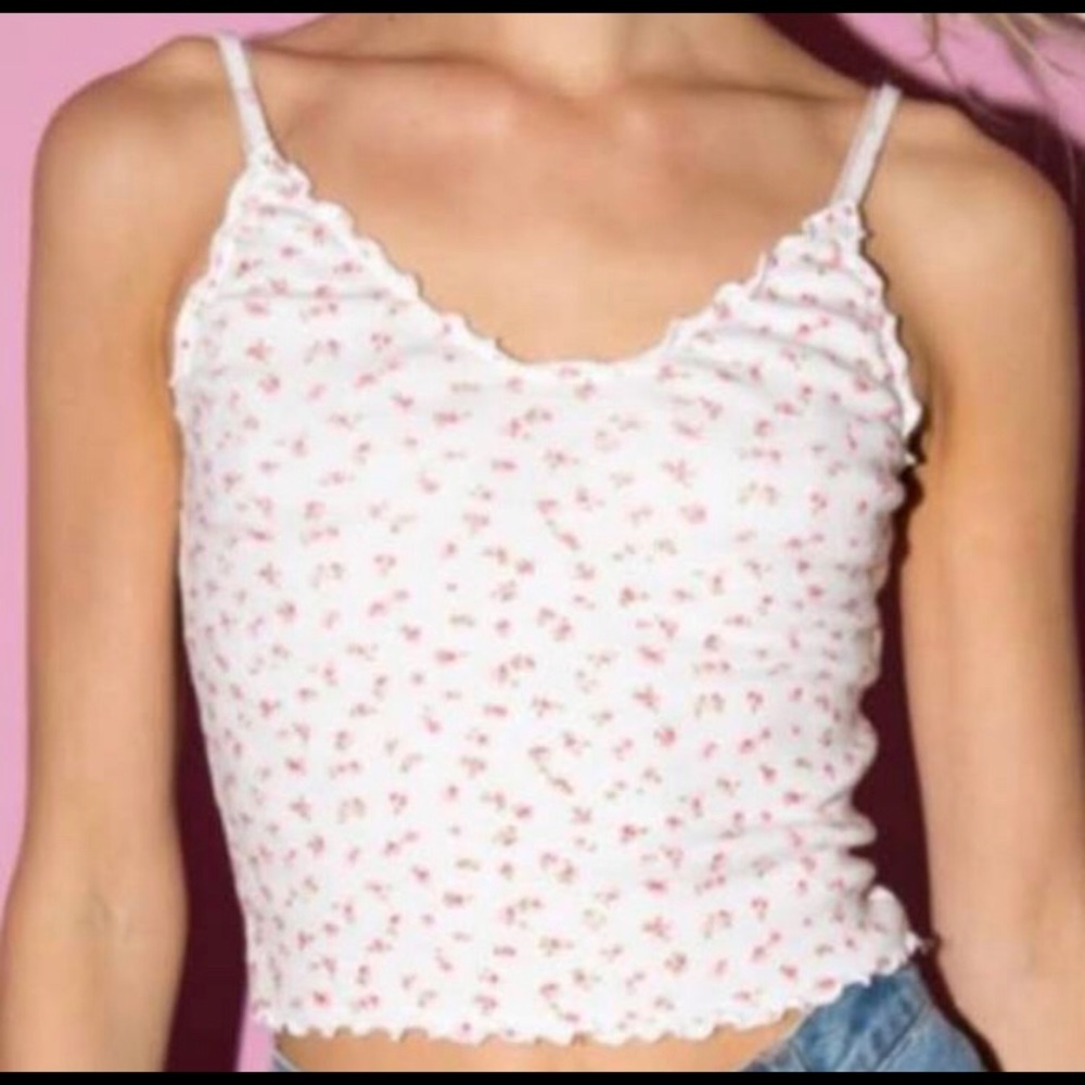 White and pink flowery brandy melville tank
